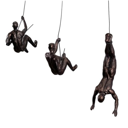 VINGAA Kletterer-Skulptur - Moderne dekorative Kunst, Klettermännchen-Figuren, Einfachheit, Kunstharz, Klettermann, Wandkunst, für Zuhause und Büro Dekoration (3er Set) von VINGAA