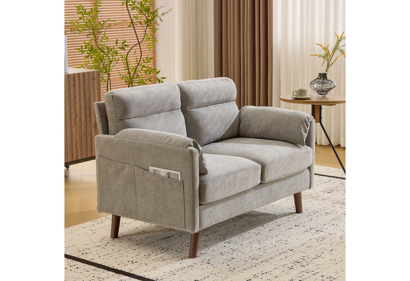 VINGLI 2-Sitzer Sofa klein, Kleine Stoffcouch mit weichen Armlehnen, 125 cm Mini Sofa, 125x78x86cm, 18cm dicke Sitzpolster VINGLI 2-Sitzer Sofa klein, Kleine Stoffcouch mit weichen Armlehnen, 125 cm Mini Sofa, 125x78x86cm, 18cm dicke Sitzpolster von VINGLI