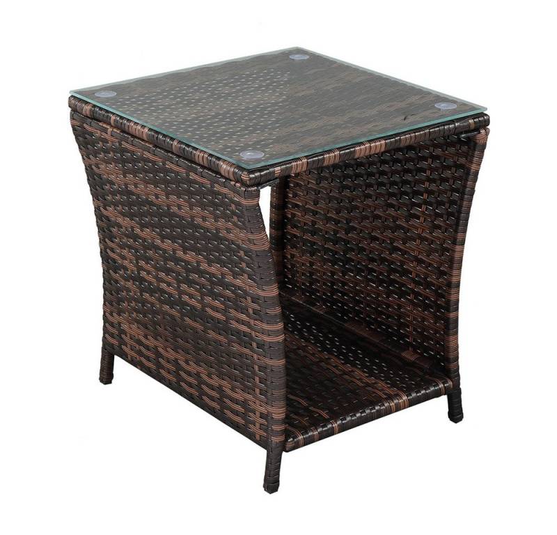 VINGLI Beistelltisch mit Glasplatte (1-St), Balkonmöbel 46x46x50 cm von VINGLI