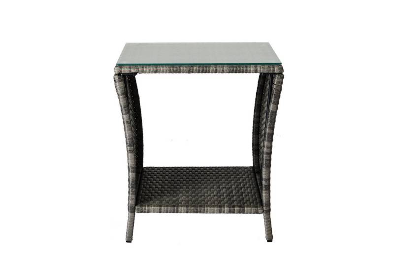 VINGLI Beistelltisch mit Glasplatte (1-St), Balkonmöbel 46x46x50 cm von VINGLI