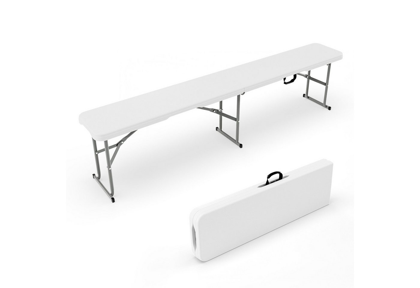 VINGLI Bierzeltgarnitur 2 x Bierbank 183cm, (2er Set, 2-tlg., 2 Bierbänke), Klappbar, mit Tragegriff, Platzsparend, Weiß von VINGLI