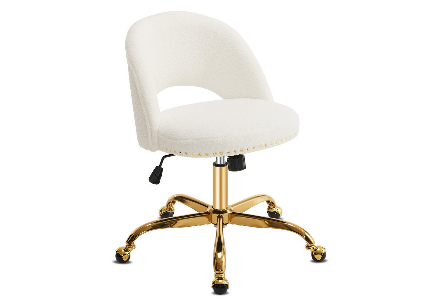 VINGLI Bürostuhl mit Rollen, Drehstuhl mit goldenen Nieten, Schminktisch Stuhl VINGLI Bürostuhl mit Rollen, Drehstuhl mit goldenen Nieten, Schminktisch Stuhl von VINGLI