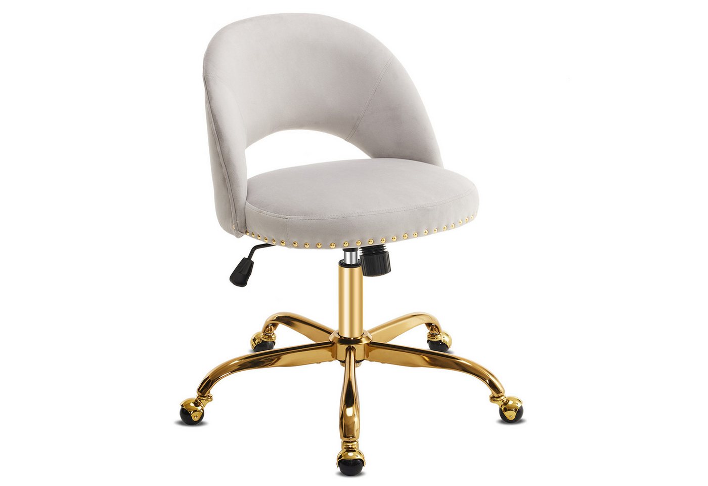 VINGLI Bürostuhl mit Rollen, Drehstuhl mit goldenen Nieten, Schminktisch Stuhl VINGLI Bürostuhl mit Rollen, Drehstuhl mit goldenen Nieten, Schminktisch Stuhl von VINGLI