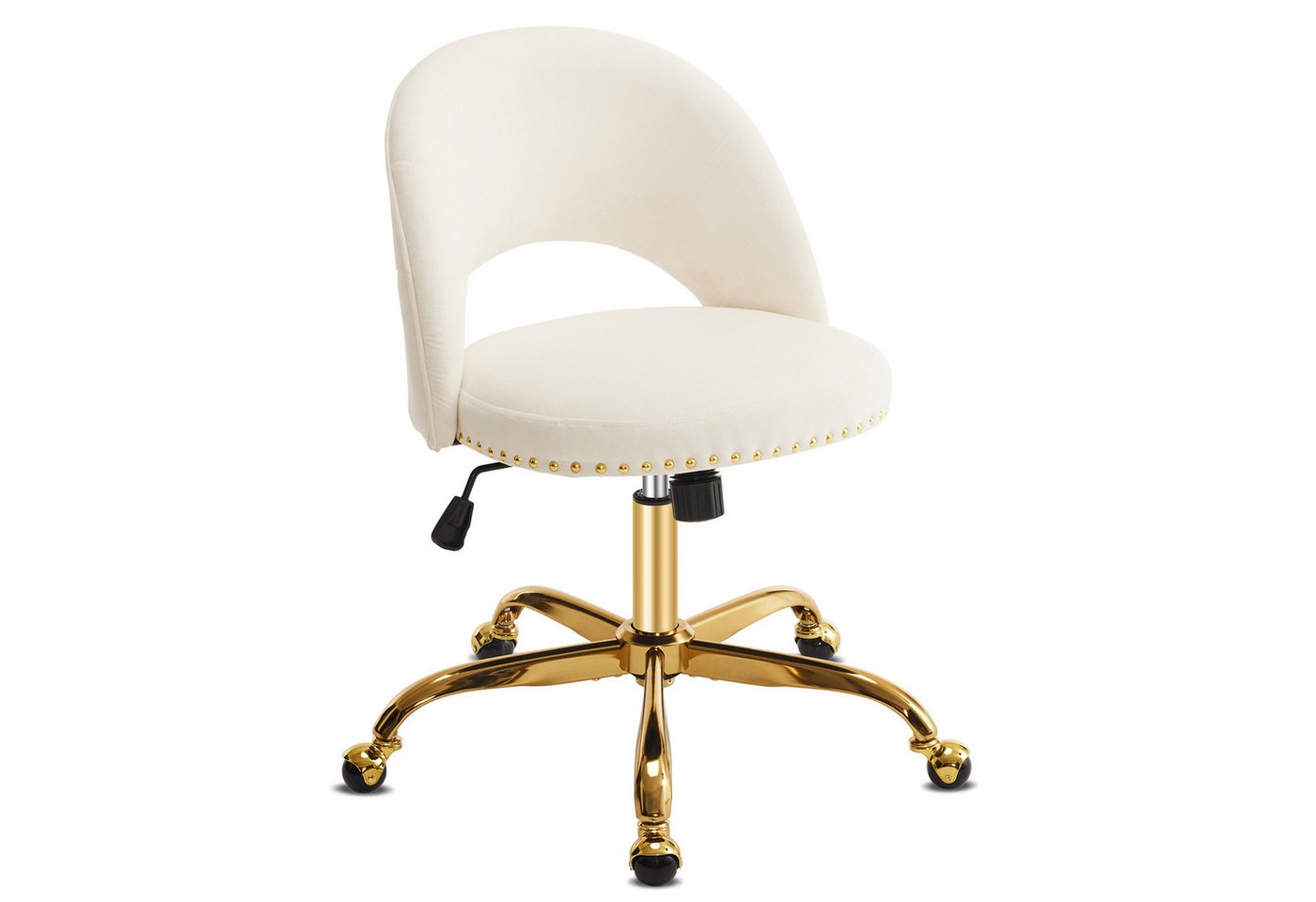 VINGLI Bürostuhl mit Rollen, Drehstuhl mit goldenen Nieten, Schminktisch Stuhl VINGLI Bürostuhl mit Rollen, Drehstuhl mit goldenen Nieten, Schminktisch Stuhl von VINGLI