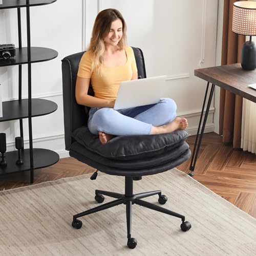 VINGLI Cloud Criss Stuhl mit überkreuzten Beinen, 45,7 cm hohe Rückenlehne, armlos, Schreibtischstuhl für Zuhause, Büro, Schreibtischstuhl mit Rollen, breit, verstellbar, bequem, gepolsterter Sitz VINGLI Cloud Criss Stuhl mit überkreuzten Beinen, 45,7 cm hohe Rückenlehne, armlos, Schreibtischstuhl für Zuhause, Büro, Schreibtischstuhl mit Rollen, breit, verstellbar, bequem, gepolsterter Sitz von VINGLI