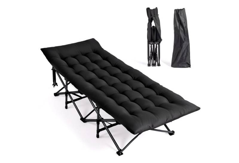 VINGLI Feldbett klappbar mit Matratze – Campingbett aus 600D Oxford Klappliege für Garten, Camping & Strand, 190×71x36 cm, Grau/Schwarz von VINGLI