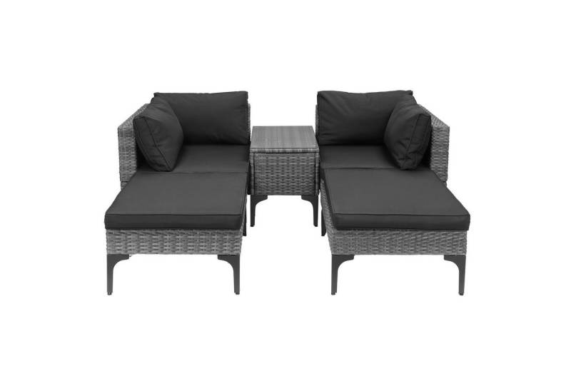 VINGLI Gartenlounge-Set Gartenecke 5-teilig, 2 Sofas + 2 Hocker + 1 Couchtisch von VINGLI