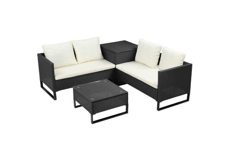 VINGLI Gartenlounge-Set Gartenmöbel Set 4-teilig, 1Sitzbank+1Couchtisch+1Aufbewahrungsbox von VINGLI