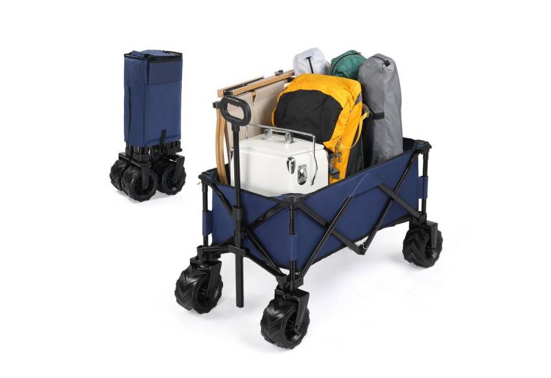 VINGLI Handwagen Bollerwagen Faltbar Luftreifen, XXL Gartenwagen bis 100 kg Tragkraft, Transportwagen Klappbar, 360° Rädern, 107×55×90,5cm, Schwarz/Blau/Grau VINGLI Handwagen Bollerwagen Faltbar Luftreifen, XXL Gartenwagen bis 100 kg Tragkraft, Transportwagen Klappbar, 360° Rädern, 107×55×90,5cm, Schwarz/Blau/Grau von VINGLI