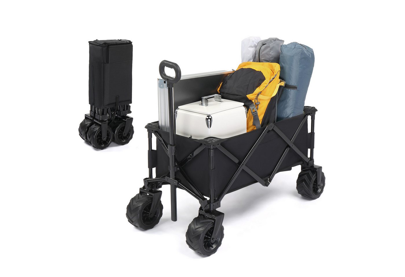 VINGLI Handwagen Bollerwagen Faltbar Luftreifen, XXL Gartenwagen bis 100 kg Tragkraft, Transportwagen Klappbar, 360° Rädern, 107×55×90,5cm, Schwarz/Blau/Grau VINGLI Handwagen Bollerwagen Faltbar Luftreifen, XXL Gartenwagen bis 100 kg Tragkraft, Transportwagen Klappbar, 360° Rädern, 107×55×90,5cm, Schwarz/Blau/Grau von VINGLI