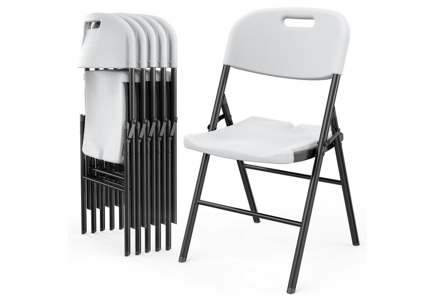 VINGLI Klappstuhl Klappstühle 2er/4er/6er/8er/10/12er Set, Gartenstuhl (6 St), für Drinnen & Outdoor, bis 158KG, Schwarz/Weiß/Transparant von VINGLI