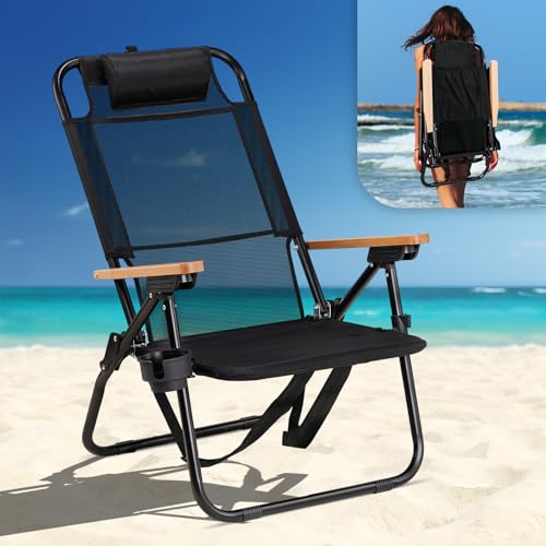 VINGLI Premium Leichter Rucksack Strandkorb mit 4 Positionen Getränkehalter Textilene Strandkorb für Erwachsene Campingstühle Outdoor VINGLI Premium Leichter Rucksack Strandkorb mit 4 Positionen Getränkehalter Textilene Strandkorb für Erwachsene Campingstühle Outdoor von VINGLI