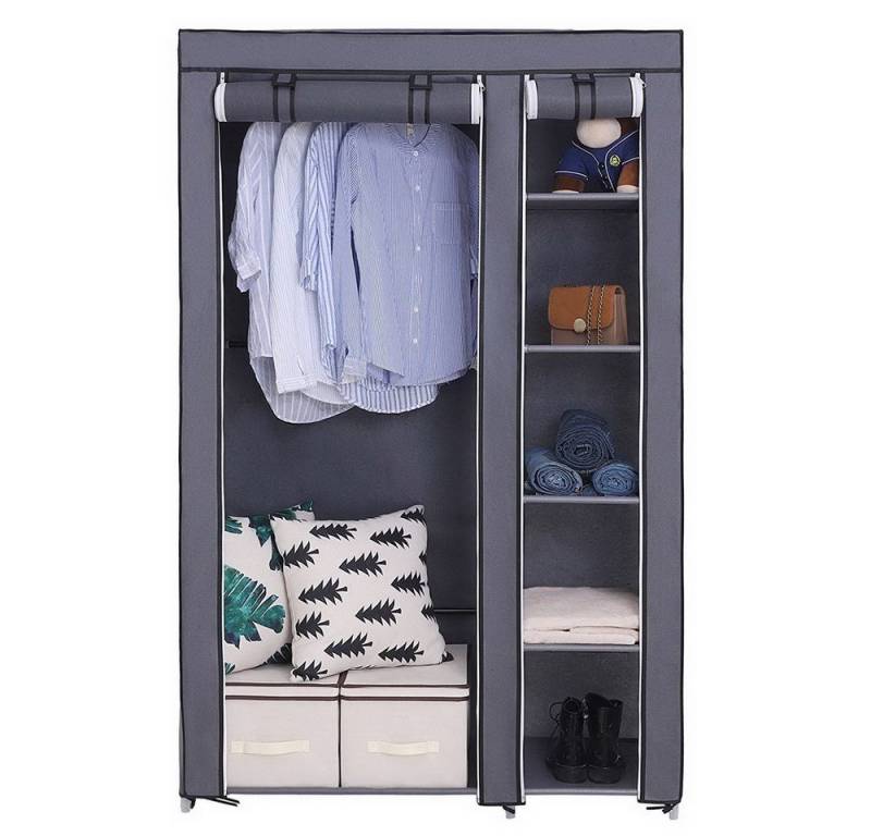 VINGLI Stoffschrank Kleiderschrank Stoff, 110 x 45 x 170 cm, Faltbar Stoffschrank mit Kleiderstange von VINGLI