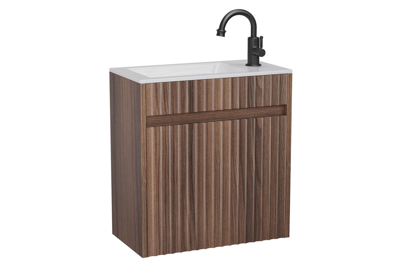 VINGLI Waschtisch mit Waschbecken, Waschbecken mit Unterschrank, Badmöbel Set, Hängend Wasserdicht 46 x 26 x 51cm Nussbaumfarbe von VINGLI