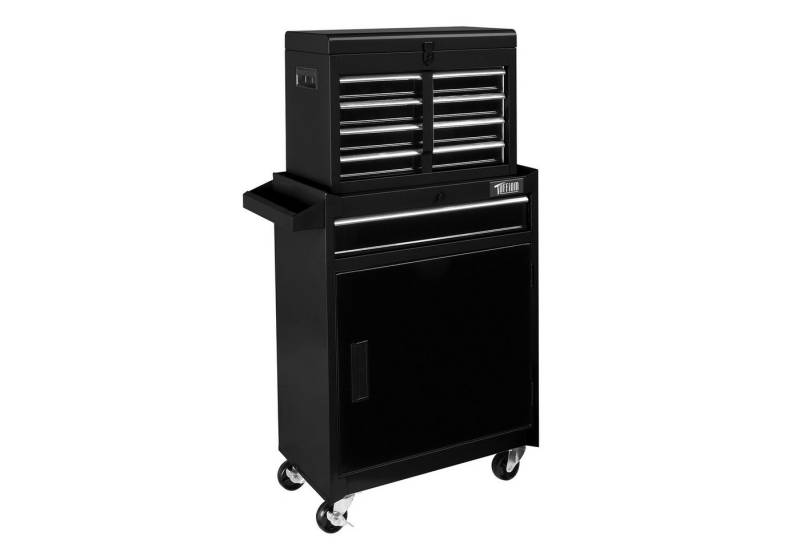 VINGLI Werkstattwagen 2 in 1 Werkzeugwagen mit 5 Schubladen, Werkstattschrank, mit 1 verstellbarer Schrank & seitliche Werkzeugablage 58x33.5x70 cm von VINGLI