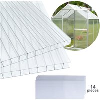 Swanew 14x Polycarbonat Hohlkammerstegplatten (60.5 x 121cm) 4mm 10,25 m² Doppelstegplatte für Gewächshaus, Garten Treibhaus Ersatzplatten von VINGO