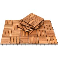 2m² Holzfliesen Akazie Mosaik Terrassenfliese 30x30 cm Fliese Stecksystem Mosaik Zuschneidbar Terrassenfliesen Terrasse Balkon - Braun - Hengda von VINGO