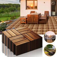 Vingo - 3m² Holzfliesen Mosaik Akazienholz Fliese 44 Stück 30x30 cm Balkonfliesen Gartenfliesen Terrassenfliesen für Garten Terrasse Balkon - Braun von VINGO