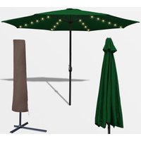 3m Sonnenschirm Gartenschirm Outdoor-Schirm UV40+ Marktschirm mit led Solar & Schutzhülle Garten,Grün,3m - Vingo von VINGO