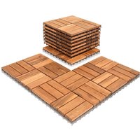 5m² Holzfliesen Akazie Mosaik Terrassenfliese 30x30 cm Fliese Stecksystem Mosaik Zuschneidbar Terrassenfliesen Terrasse Balkon - Braun - Vingo von TOLLETOUR