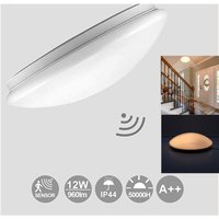 Vingo - Deckenleuchte mit Bewegungsmelder Badlampe 12W led Sensor Schlafzimmer Warmweiß - Weiß von VINGO