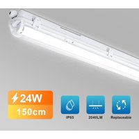 Led Feuchtraumleuchte Wannenleuchte Tageslicht Werkstatt Leuchten Badlampe IP65 150cm Kaltweiß 1X von VINGO