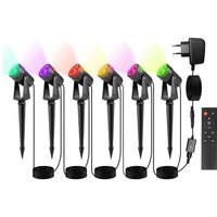Led Gartenstrahler mit Erdspieß 6er Set, Gartenleuchte Gartenbeleuchtung mit Stecker Wasserdicht IP65 rgb - Vingo von VINGO