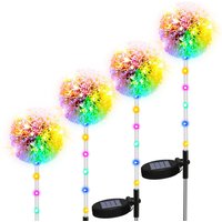 Led Solarleuchte 4 Stück Solarstecker Garten Deko Löwenzahn Solarlampen rgb IP44 Solarlicht für Rasen Balkon Terrasse - Vingo von VINGO
