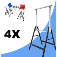 Swanew Lot de 4 tréteaux pliables télescopiques, Métal, Pliable, Noir, Charge maximale 200 kg von VINGO
