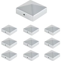 Pfostenkappe Zaunpfahl Abdeckung 10x Pyramide Abdeckkappe 71x71mm Silber von VINGO