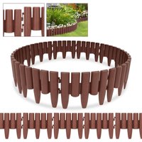 Rasenkante Holz Beeteinfassung Beetbegrenzung PP-Rasenkanten kunststoff für Garten,Wiese LxH 28x24cm 40-teilige/11,2M Braun von VINGO