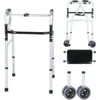 Swanew Rollator faltbar und leicht, Gehhilfe mit Sitz, Laufhilfe Höhenverstellbare, Gehwagen aus Alu bis 180kg belastbar für Senioren von VINGO