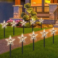 SWANEW 10x Gartenstecker Stern 23cm warmweiß 6/18h Timer 1,6m Leuchtstäbe,LED Gartenleuchten Stern Lichter Weihnachtsdekoration Außen Garten von VINGO