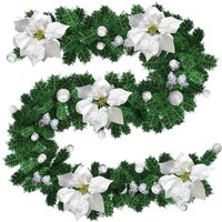 SWANEW 2.7M Weihnachtsgirland Tannengirland Weihnachtdekoration mit roten Blumen Weihnachtsdeko-LED Lampen schöne Feiertag-Dekoration für Treppen, SWANEW 2.7M Weihnachtsgirland Tannengirland Weihnachtdekoration mit roten Blumen Weihnachtsdeko-LED Lampen schöne Feiertag-Dekoration für Treppen, von VINGO