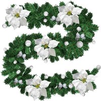 SWANEW 2.7M Weihnachtsgirland Tannengirland Weihnachtdekoration mit roten Blumen Weihnachtsdeko-LED Lampen schöne Feiertag-Dekoration für Treppen, SWANEW 2.7M Weihnachtsgirland Tannengirland Weihnachtdekoration mit roten Blumen Weihnachtsdeko-LED Lampen schöne Feiertag-Dekoration für Treppen, von VINGO