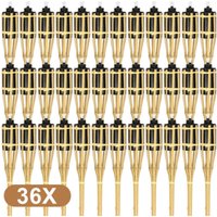 SWANEW Bambus Gartenfackel, 36er Set Bambusfackeln Fackel, Outdoor Fackeln mit Ersatzdocht, Öllampe Wegleuchte, Höhe: 90 cm von VINGO