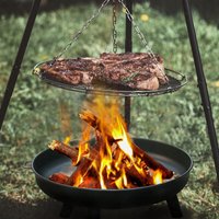 SWANEW Feuerschale 80 cm BBQ Gelötet Öfen Grills Einstellbare Heizlüfter Kamin Beine von VINGO