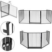 SWANEW Kaminschutzgitter 300 x 76 cm klappbar Schutzgitter für Tiere 5 Elemente inkl. Tür Laufgitter Absperrgitter Metall Tiergitter von VINGO