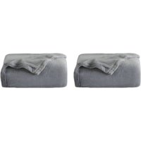 SWANEW Kuscheldecke 2er Flanell Wohndecke Decke Universell Sofa Garten Unterwegs Grau 200 x 150 cm Super soft von VINGO