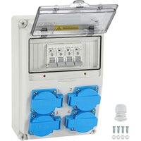 SWANEW Wandverteiler mit Leitungsschutzschalter, Stromverteiler 16A Baustromverteiler 4xSchuko und CEE-Steckdose Steckdosen mit DC-Schutzschalter von VINGO