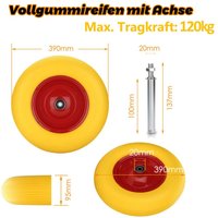 Swanew - Schubkarrenrad mit Achse Räder Vollgummi Ersatzrad Reifen 4.80/4.00-8 390 mm pu Schubkarrenrad von SWANEW