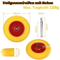 Schubkarrenrad mit Achse Räder Vollgummi Ersatzrad Reifen 4.80/4.00-8 390 mm PU Schubkarrenrad von SWANEW