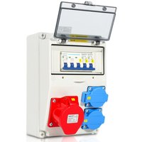 Swanew Stromverteiler Wandverteiler mit Leitungsschutzschalter,5 Polig Baustromverteiler mit 2xSchuko-Steckdose und CEE-Steckdose 16A für Innen und von VINGO