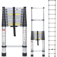 Swanew Teleskopleiter 5m bis 150kg Aluminium Silber Stehleiter Mehrzweckleiter von VINGO