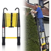 Swanew Teleskopleiter Mit Haken Aluminium Stehleiter schwarz+gelb 3.8m von VINGO