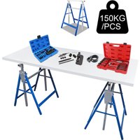 Swanew Tréteaux télescopiques pliable, Bleu, Pack de 2, Hauteur réglable (80-130cm), Métal von VINGO