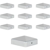VINGO 10x Pfostenkappe Zaunkappe Zaunpfahlkappen Abdeckkappe Zaunpfosten Silber 71mm von VINGO