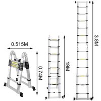VINGO 3.8M Teleskopleiter, Ausziehbare Leiter Rutschfester, Aluminium Klappleiter Stehleiter, Ausziehleiter Mehrzweckleiter, 150 Belastbarkeit VINGO 3.8M Teleskopleiter, Ausziehbare Leiter Rutschfester, Aluminium Klappleiter Stehleiter, Ausziehleiter Mehrzweckleiter, 150 Belastbarkeit von WOLKETON