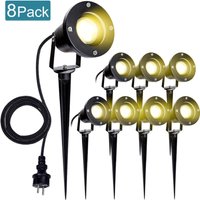 Swanew 8er Pack Gartenstrahler mit Erdspieß, 4w GU10 led Warmweiß Gartenbeleuchtung mit Stecker, IP65 Wasserdicht Aussen-Leuchte für Terrassen von VINGO