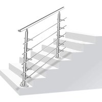 Swanew Edelstahl Handlauf Geländer Bausatz mit/ohne Querstreben für Treppengeländer innen & außen, Balkon (100cm, 5 Querstreben) von HENGDA